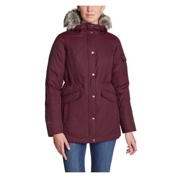 Eddie Bauer Jackets & Blazers - EDDIE BAUER Superior III Down Parka with Faux Fur Hood Dark Berry Small